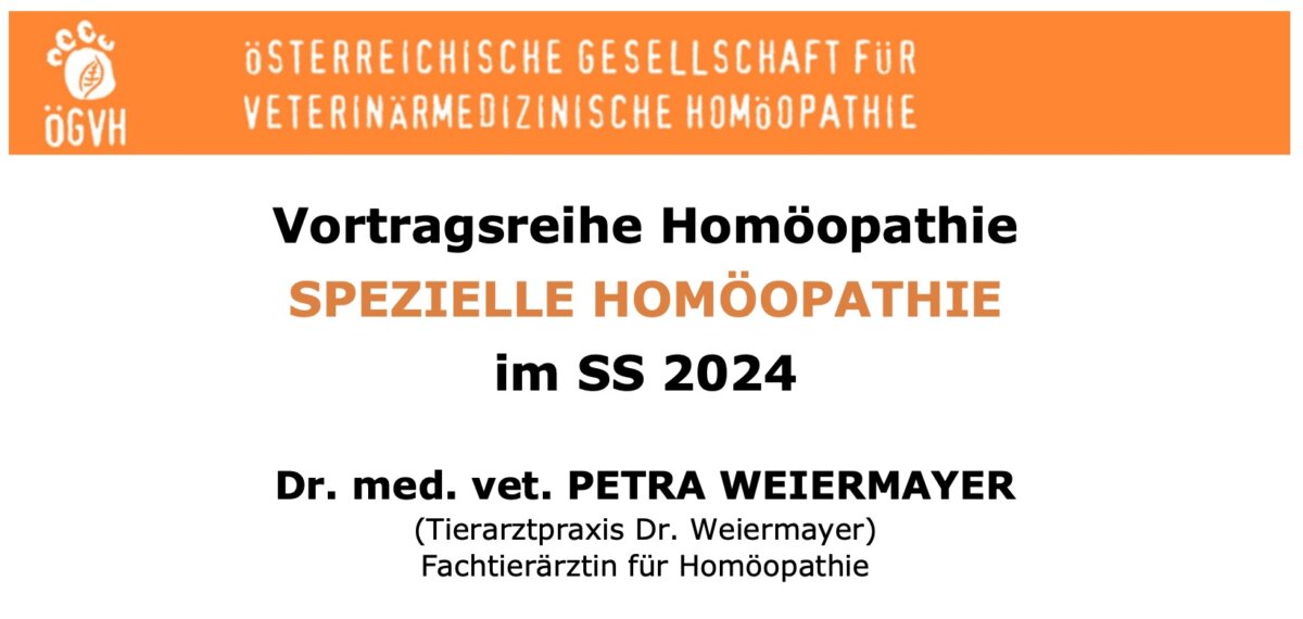 Start der kostenlosen Vortragsreihe „Spezielle Homöopathie”: Homöopathie in der Kleintierpraxis Case reports & Arzneimittelbilder